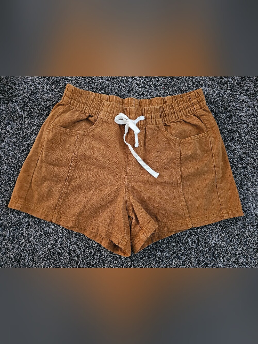 Women's High-Rise Drawstring Denim Beach Shorts - Universal Thread™ Rust M